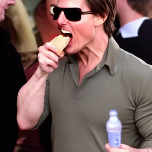 Prompt: Tom Cruise eating ice cream screaming