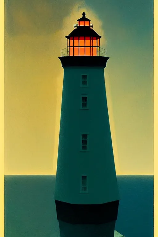 Image similar to the lighthouse, edward hopper and james gilleard zdzislaw beksisnski higly detailed