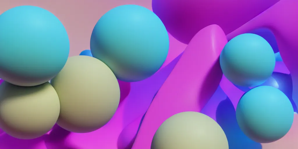 Image similar to A 3d render of pastel colored liquid spheres and lines stick together in a abstract shape. Geometric shaped. render, low angle camera, detailed shading, vray octane, redshift. ray tracing. volumetric lighting. micro details, Hyper detailed, 8K3d, Trending on Artstation. rendered in cinema4d, Hyper realism.