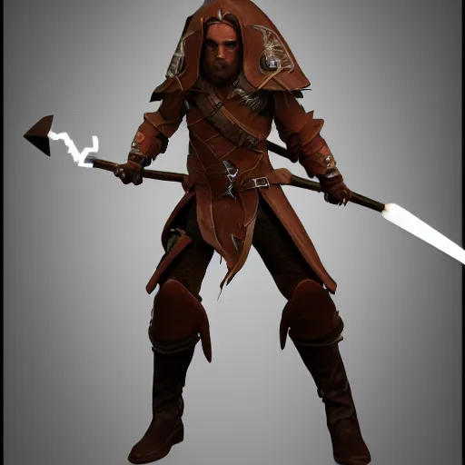 Prompt: A DnD fantasy lightning based character protagonist, 3D render, studio lighting