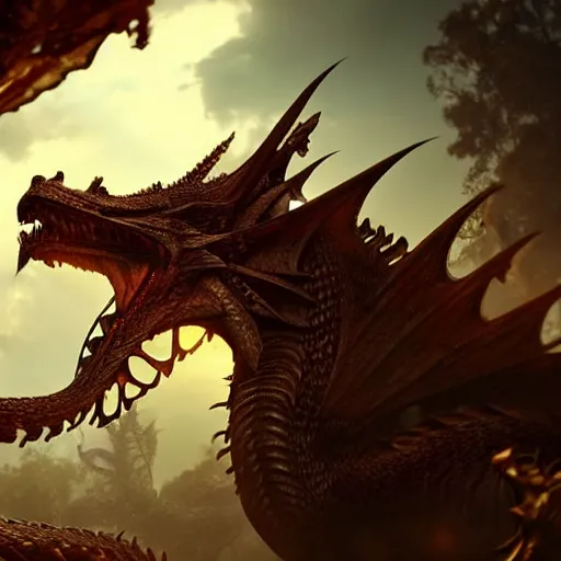 Image similar to a dragon in a fantasy world, highly detailed, photorealistic portrait, bright studio setting, studio lighting, crisp quality and light reflections, unreal engine 5 quality render