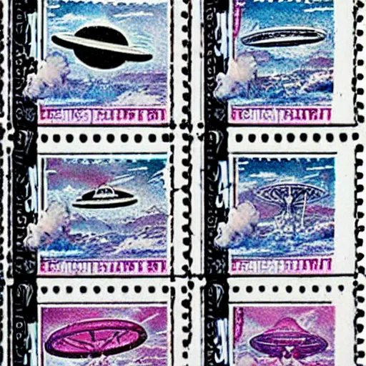 Image similar to stamps showing a ufo,