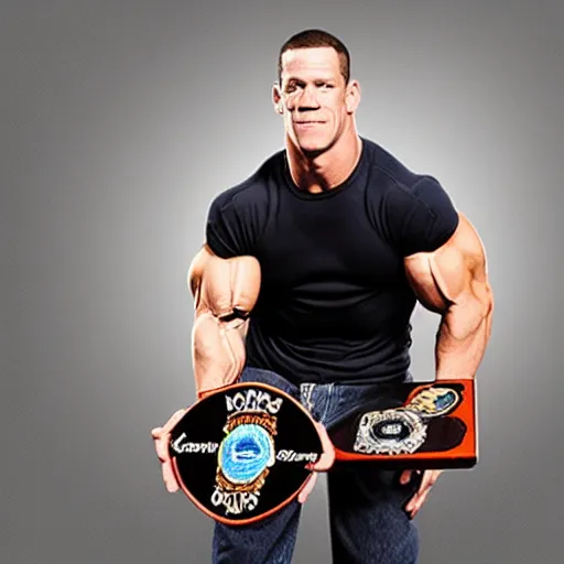 Prompt: john cena wearing montreal opus card merchandise