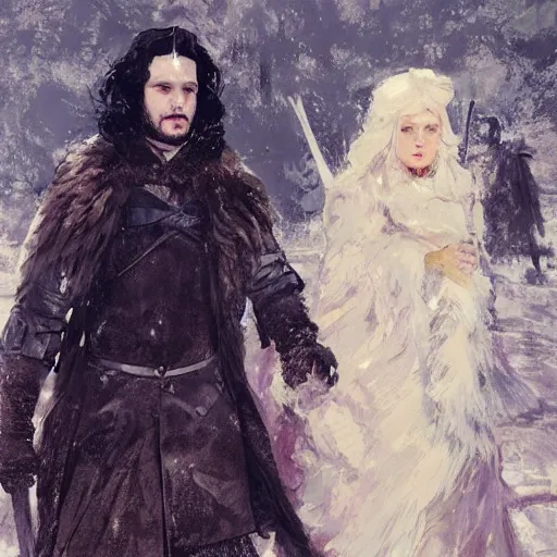 Image similar to zooey deschanel as john snow, intricate, elegant, highly detailed, greg manchess, mucha, liepke, ruan jia, jeffrey catherine jones, ridley scott