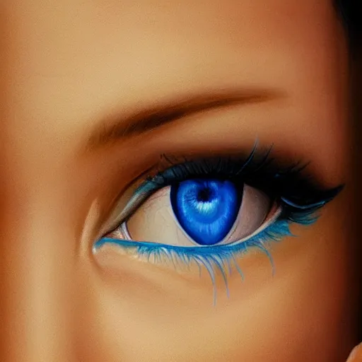 Prompt: closeup of a beautiful brown - skin woman with blue - within - blue eyes of, intricate, elegant, highly detailed, smooth, sharp focus, full body, detailed face, high contrast, art by ardian syaf,