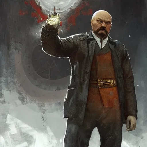 Image similar to lenin in mortal kombat mk 1 1 video game splash screen concept art very very detailed by hans dragan bibin thoma greg rutkowski ismail inceoglu