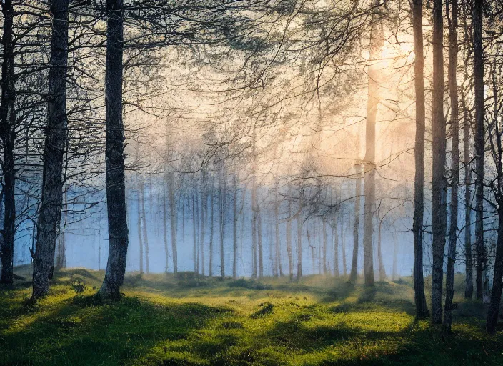 Prompt: photograph of alvaret on the swedish island of oland, morning light, landscape photography, award winning, canon, soft lighting, sony, nikon, 4 k, hd