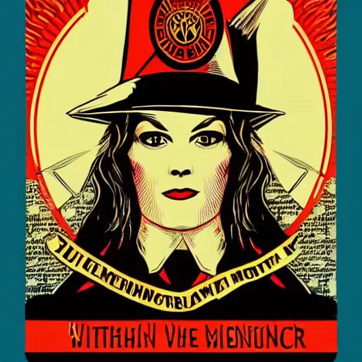 Prompt: a witch running for minister of magic, art by shepard fairey