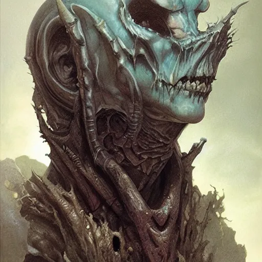 Image similar to head and shoulders portrait of a spectral wraith, d & d, fantasy, greg rutkowski, frank frazetta, alexandre chaudret, boris vallejo, michael whelan, miro petrov, hr giger, magali villeneuve, donato giancola