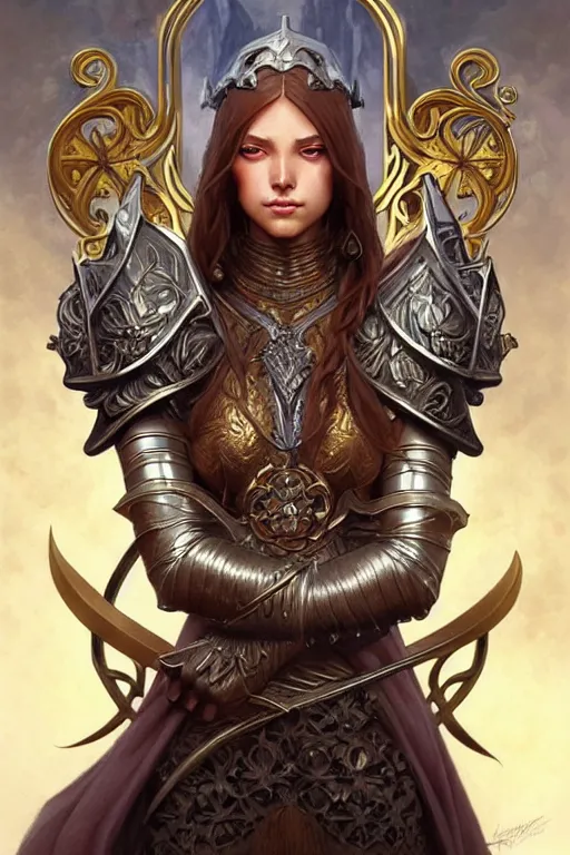 Image similar to Muscular and powerful medieval knight portrait, art nouveau, fantasy, intricate flower designs, elegant, highly detailed, sharp focus, art by Artgerm and Greg Rutkowski