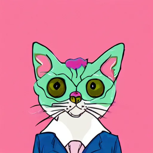 Image similar to pink anthropomorphic cat