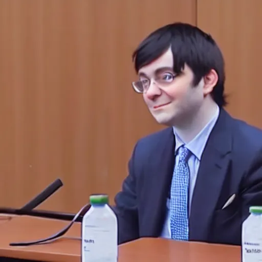 Prompt: cute looking martin shkreli wearing nekomimi at his trial