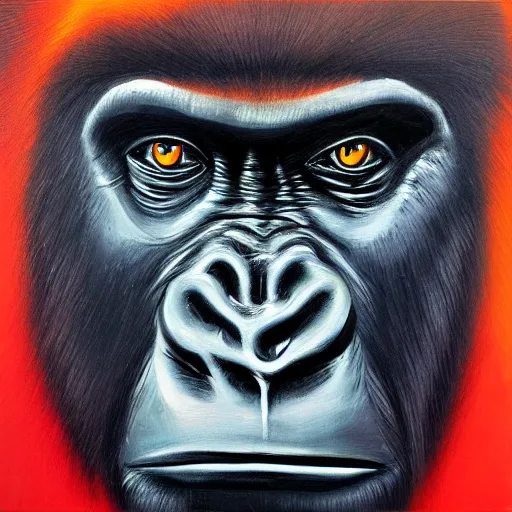 Image similar to gorilla painting, style of ad nauseam album cover