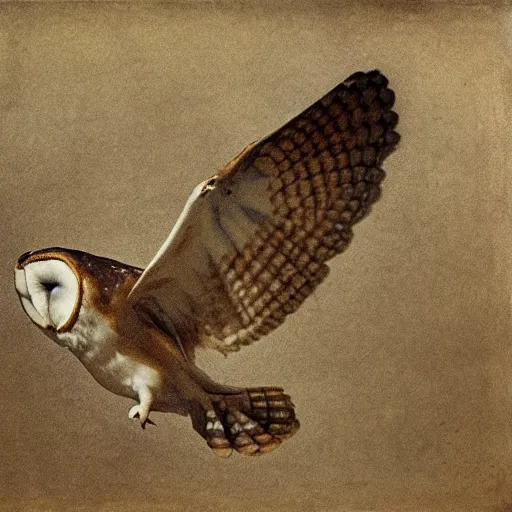 Prompt: by diane arbus, by national geographic, barn owl resting in temple, photorealism