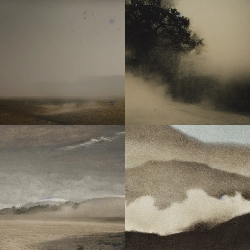 Prompt: landscape made of white sheets, landscape made of dirty linen, landscape made of smoke, landscape made of dust