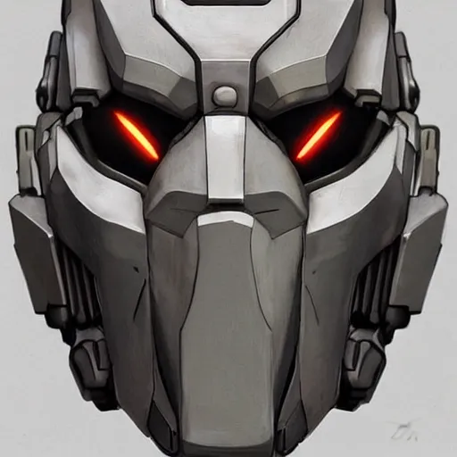 Image similar to a mecha version of a facemask no irises, very symmetrical face, highly detailed, by vitaly bulgarov, by yoji shinkawa, by hideo kojima, by joss nizzi, by ben procter, by steve jung, metal gear solid, transformers cinematic universe, conceptartworld, pinterest, artstation, unreal engine