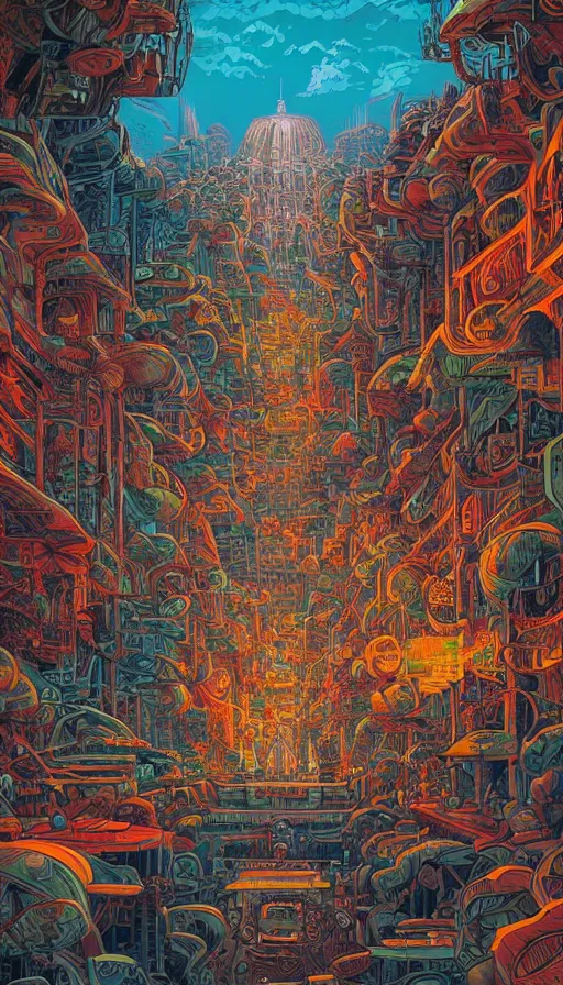 Image similar to The land of the Mayans, italian futurism, Dan Mumford, Josan Gonzalez