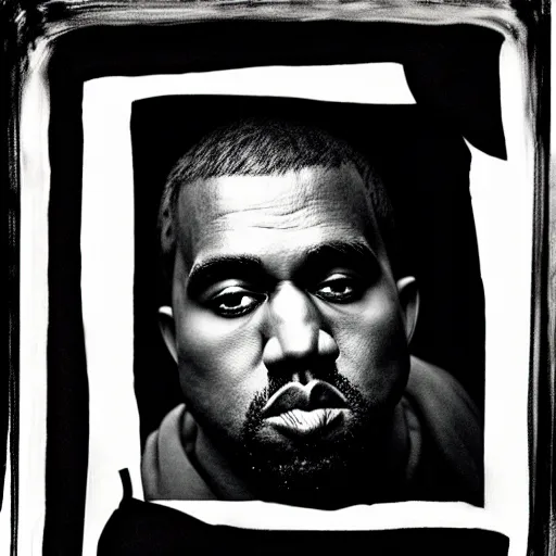 Image similar to a ( ( chiaroscuro lighting portrait ) ) of kanye west ( ( ( dressed as teddy bear mascot ) ) ), black background, portrait by julia margaret cameron, shallow depth of field, 8 0 mm, f 1. 8