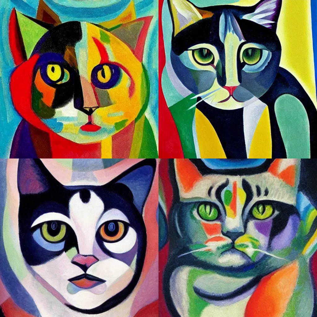 Prompt: portrait cat beautiful robert delaunay