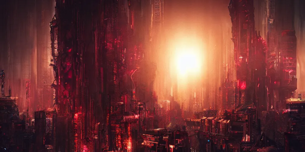 Prompt: cyberpunk chtulhu closeup, fallout 5, studio lighting, deep colors, apocalyptic setting, vertically mirrored city