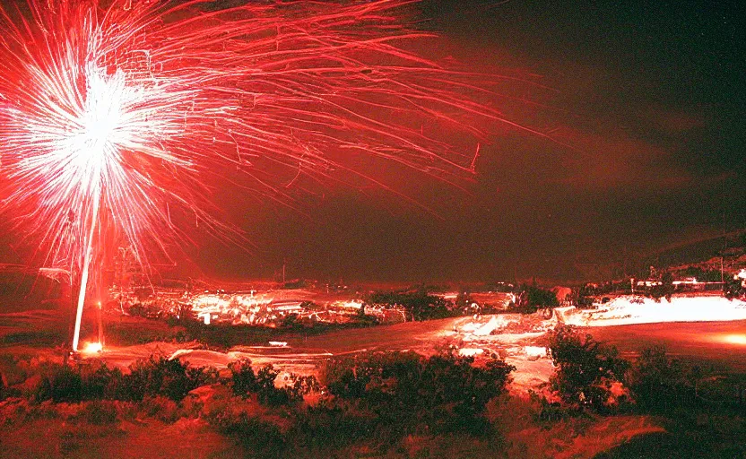 Image similar to end of the world, red spark, night, 2003 photo