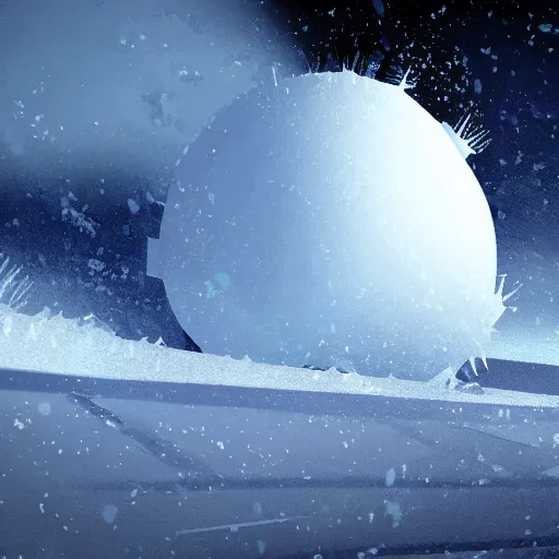 Image similar to concept art of a snow covered planet, snowstorm, ice, ice spikes, planet, space, concept art