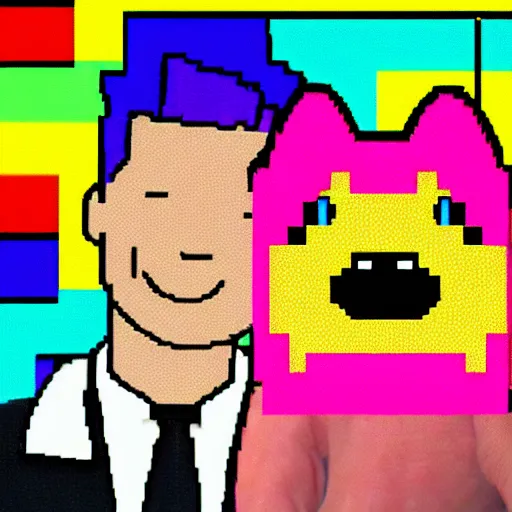 Image similar to rick astley and nyan cat getting married