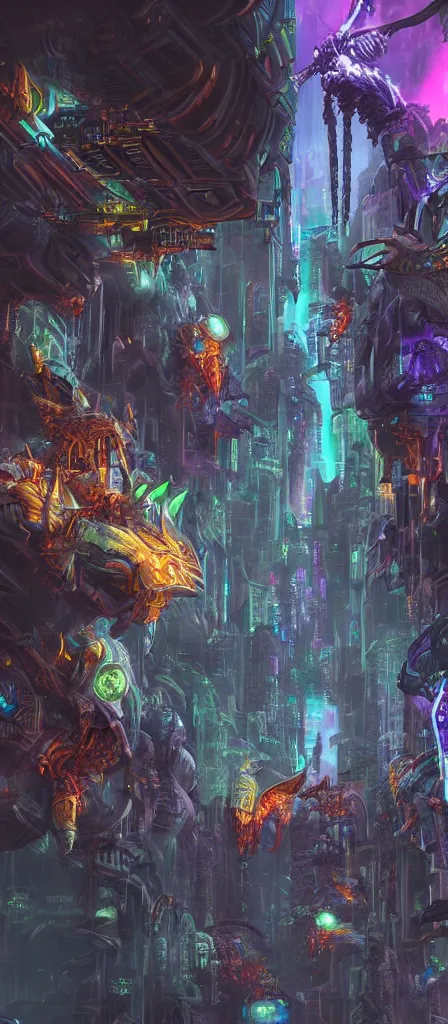 Image similar to world of warcraft futuristic, hyper detailed, cyberpunk