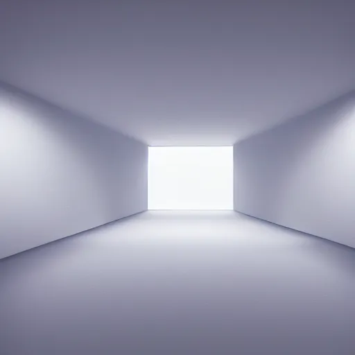 Image similar to Inside of blank dark endless cube with white contours. Realistic Concept Art photography