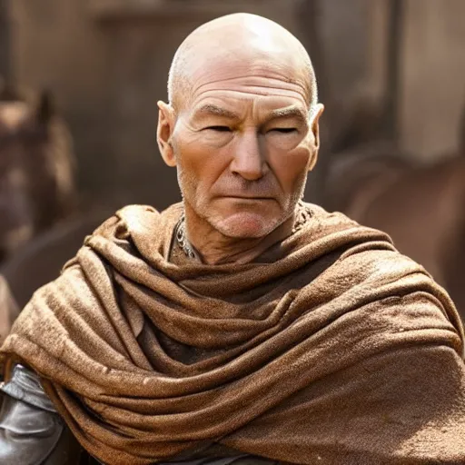 Prompt: patrick stewart in ben hur, 4 k hd film still