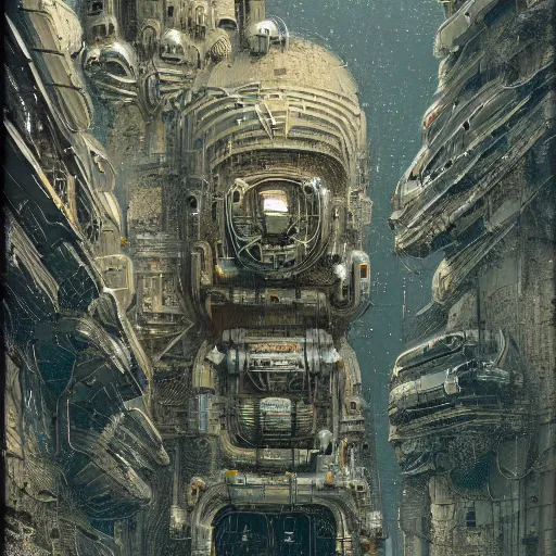 Prompt: detailed portrait of an organic scifi gadget, exterior, organic ornaments, brutal archi, ian mcque, minoru nomata