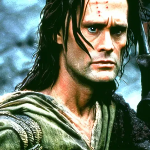 Image similar to jim carrey playing aragorn in lord of the rings