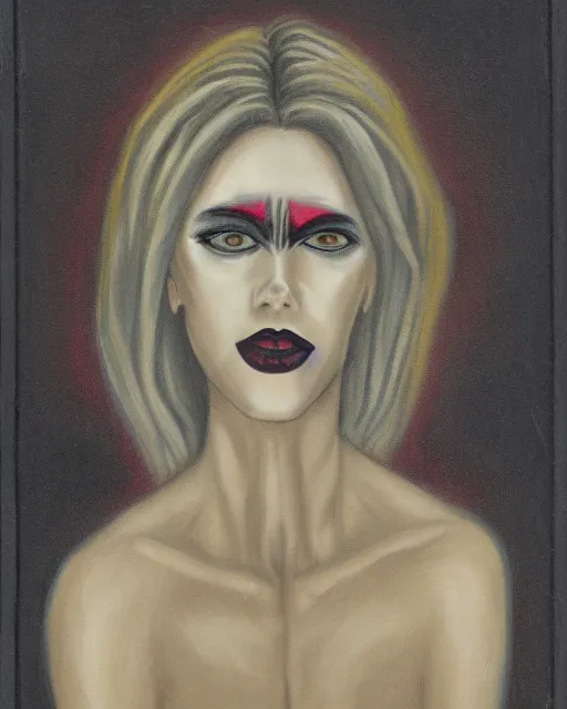 Prompt: ancient nilotic androgynous vampire with demonic eyes, portrait
