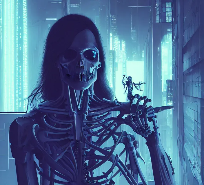 Prompt: cyberpunk neon skeleton jesus, noir, sharp focus, intricate, illustration, cell shaded, digital painting, highly detailed, matte, art by ilya kuvshinov, wlop, greg rutkowski, reflections, studio quality, james jean, artem demura