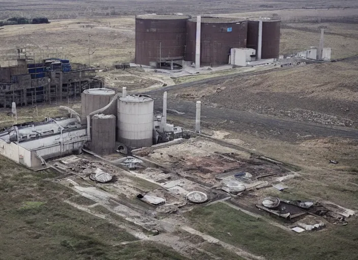 Image similar to this old nuclear power station seems to have been abandoned recently with haste as it is still operating automatically. there are many small piles of barrels marked with the radioactive sign. the place appears to be clear from scavengers at first glance but there may be traps inside set by the leaving operators.