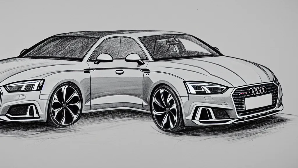 Prompt: a hand - drawn sketch of an audi s 5 sportback.