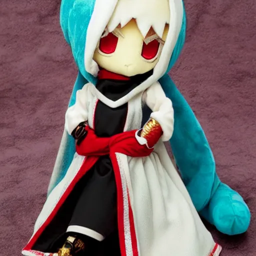 Prompt: cute fumo plush of a assassin girl disguised in a monk's hood