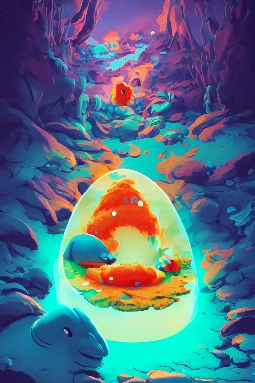 Image similar to smurf ghost creature animal sushi cristal very big eye roots cactus elemental flush of force nature micro world fluo fishscale, behance hd by jesper ejsing, by rhads, makoto shinkai and lois van baarle, ilya kuvshinov, rossdraws radiating a glowing aura global illumination ray tracing hdr