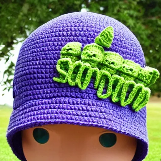 Image similar to crochet shrek bucket hat