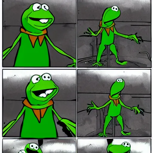 Image similar to kermit the frog as a dark souls boss