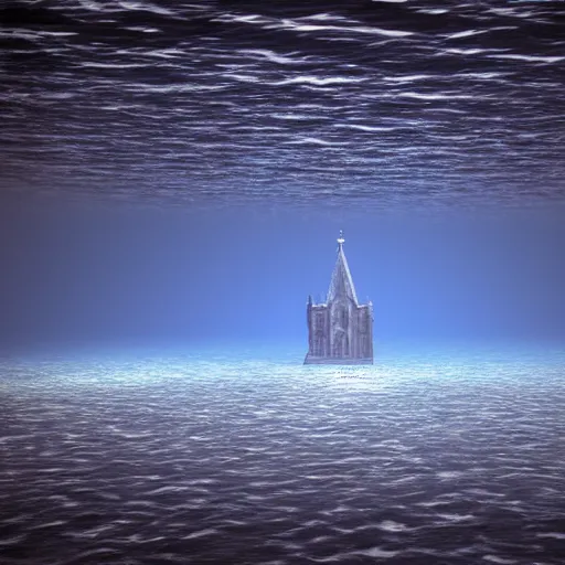 Image similar to a photograph of a cathedral on the bottom of the ocean, photorealistic,