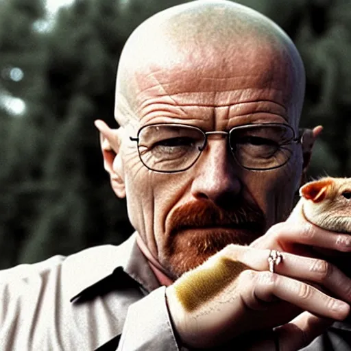 Prompt: walter white pets a lizard