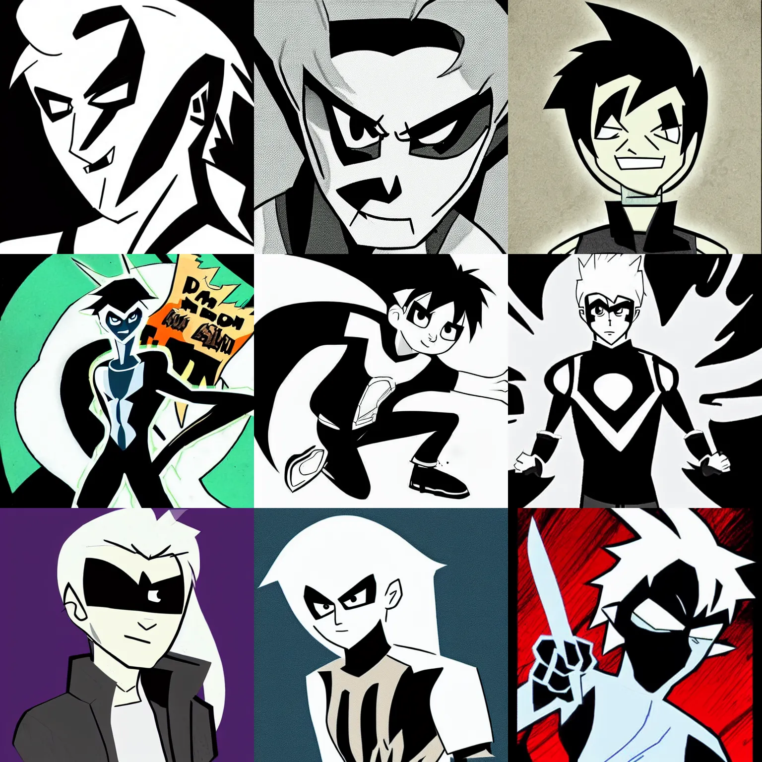 Prompt: danny phantom, drawn in the style of comic book artist frank miller