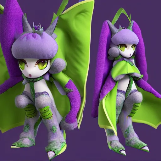 Prompt: cute fumo plush of a knight catgirl of a royal legion, green and purple, monster girl, vray