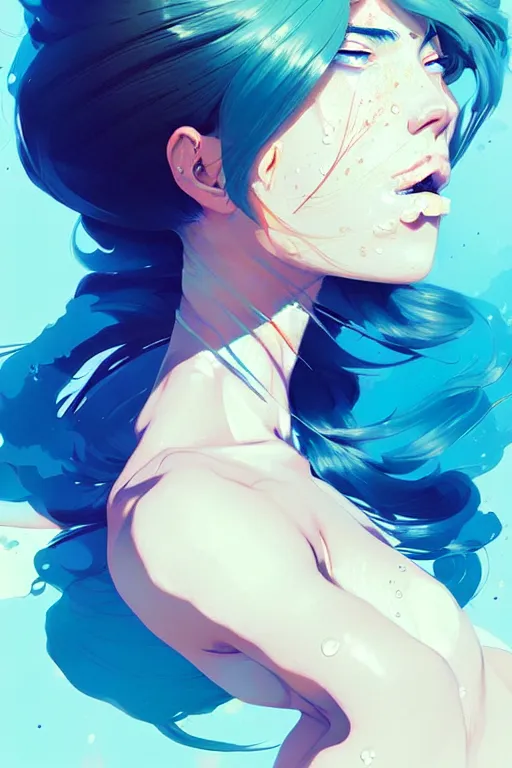 Image similar to a ultradetailed beautiful panting of a stylish woman with hair made out of water, by conrad roset, greg rutkowski and makoto shinkai trending on artstation