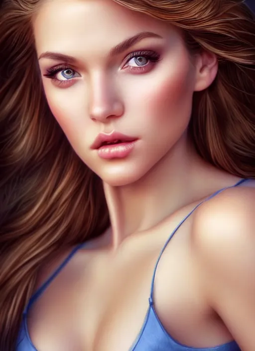 Image similar to a gorgeous female photo, professionally retouched, soft lighting, realistic, smooth face, full body shot, torso, dress, perfect eyes, sharp focus on eyes, 8 k, high definition, insanely detailed, intricate, elegant, art by artgerm and j scott campbell