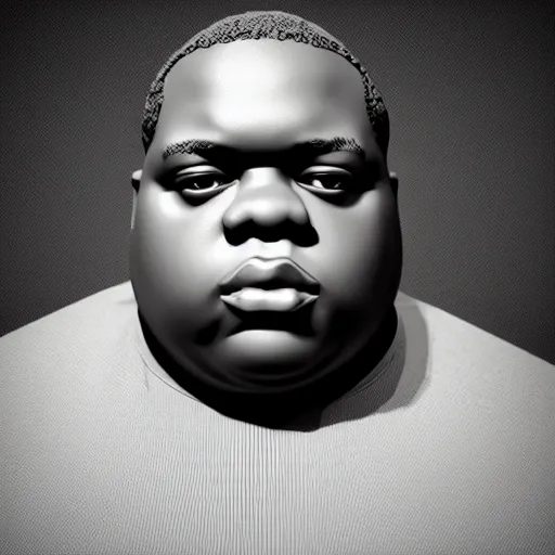 Image similar to notorious big head 3 d model, zbrush, wireframe, retopology, artstation, digital human