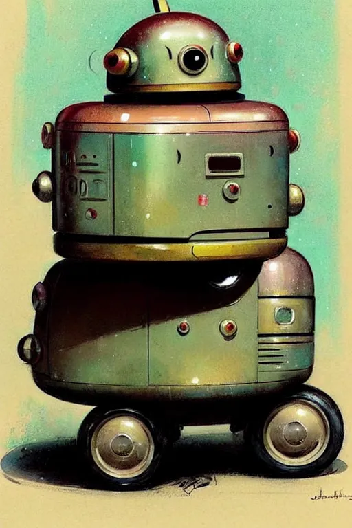 Image similar to ( ( ( ( ( 1 9 5 0 s retro future android robot fat robot midget wagon. muted colors., ) ) ) ) ) by jean - baptiste monge,!!!!!!!!!!!!!!!!!!!!!!!!!