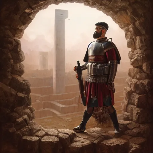 Prompt: highly detailed portrait of a roman soldier, stephen bliss, unreal engine, greg rutkowski, ilya kuvshinov, ross draws, hyung tae and frank frazetta, tom bagshaw, tom whalen, nicoletta ceccoli, mark ryden, earl norem, global illumination, god rays