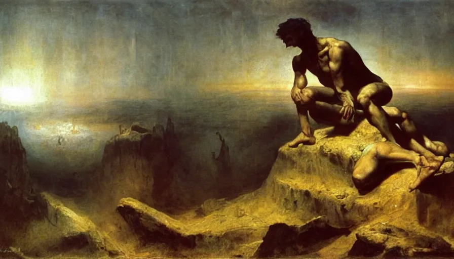 Image similar to the struggle of mankind by william turner, by theodore gericault, by caspar david friedrich, by zdislaw beksinski, oil painting, romantism, realism, limited palette